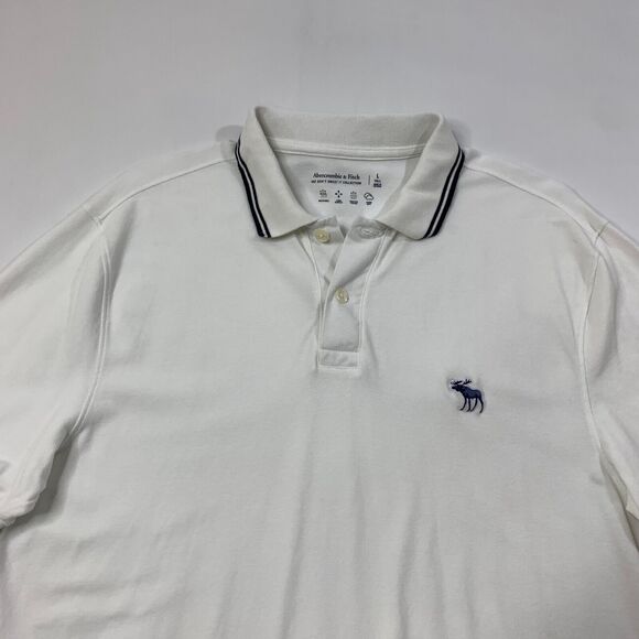 Abercrombie Fitch Shirt Mens LT Large Tall White Navy Don't Sweat It Collection - Picture 3 of 10